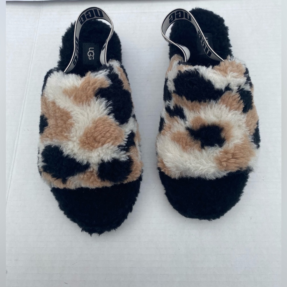 UGG Fluff Yeah Slide Leopard Print Slipper Sandals